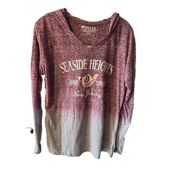 Seaside Heights NJ Shirt XL Long Sleeve Tee Hooded Ombré Red Grey Jersey Shore - Picture 1 of 8